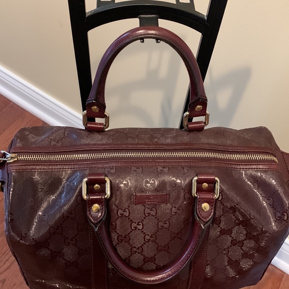 Authentic Gucci Imprime Monogram Medium Joy Boston Bordeaux - Picture 6 of 15